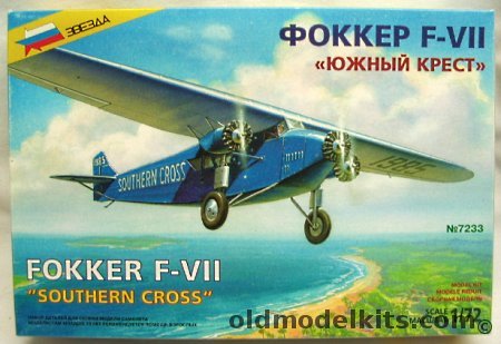 Zvezda 1/72 Fokker F-VII Southern Cross (Ex-Frog), 7233 plastic model kit